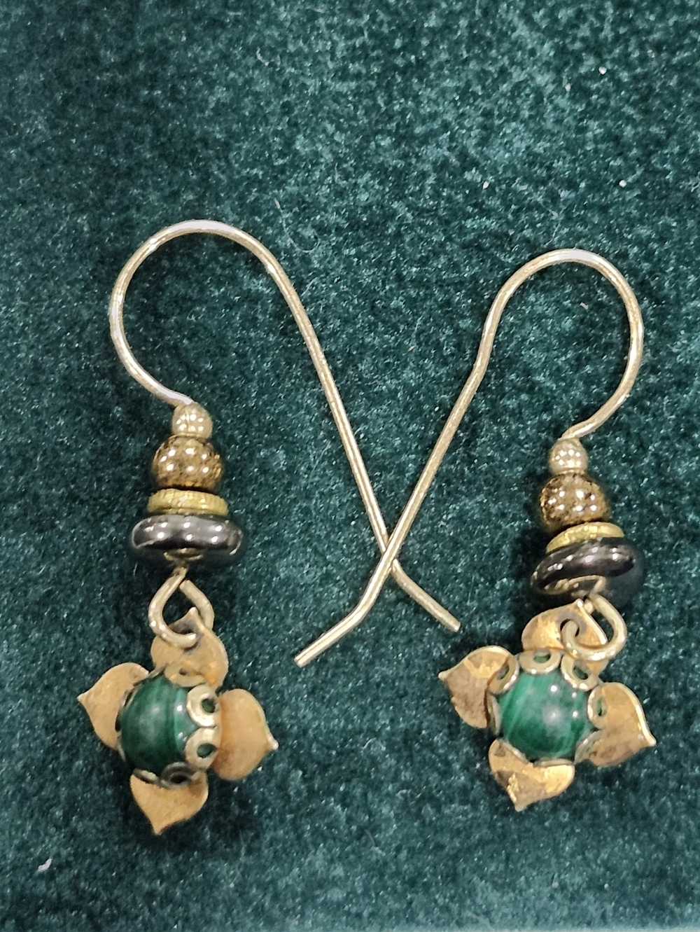 Holly yashi Petite Gold Fill Flower Dangle Earrings With Malachite